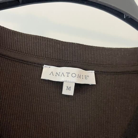 Anatomie Espresso Brown Danielle Button-Up Cardigan Ribbed Size Medium Pima - Picture 4 of 4